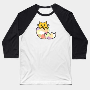 Yellow Cat Hatching from Easter Egg as Chonk Kitten Baseball T-Shirt